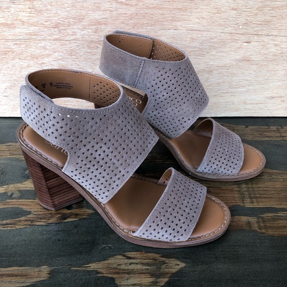 Franco Sarto Women Block Heels Size 8 Leather Suede Sandals Boho Feminine - Picture 1 of 11
